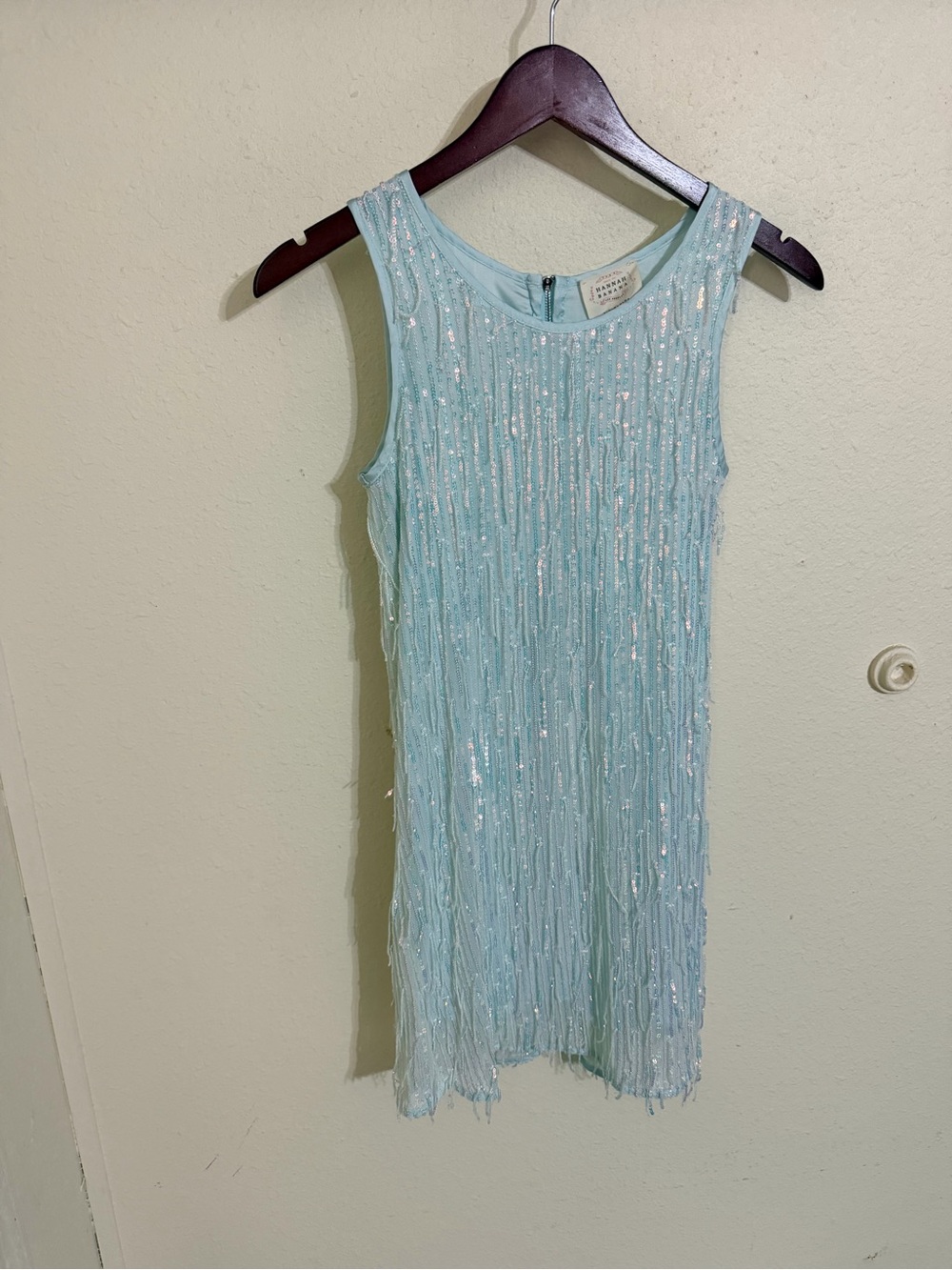 Hannah Banana Light Aqua Sequin Sheath Dress